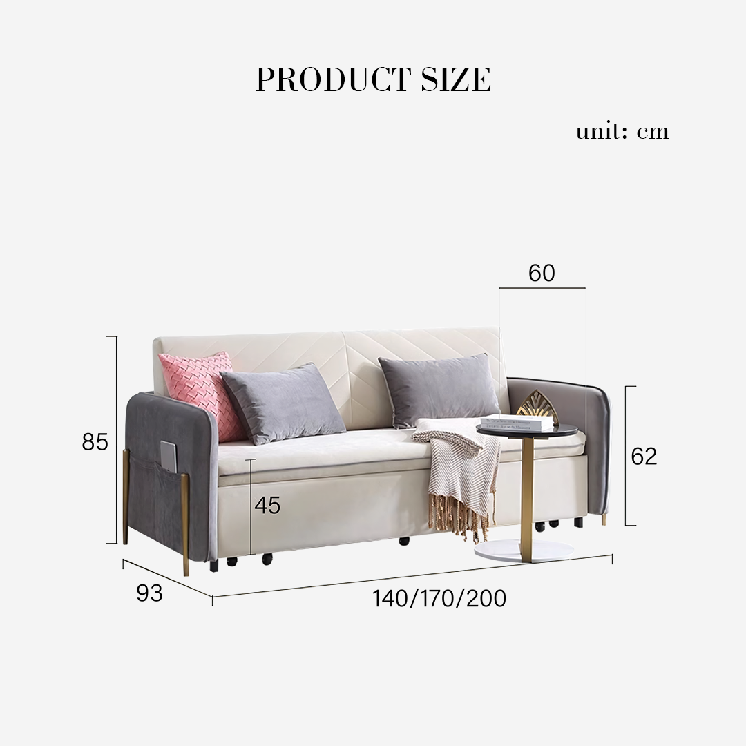 Aarav Foldable Sofa Bed, Leathaire - Horizon and Stone