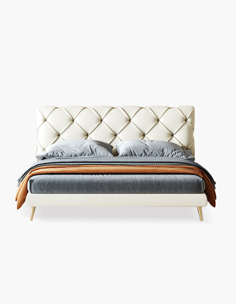 Baal King Size / Super King Size Bed, Leather, With Beside Table - Horizon and Stone