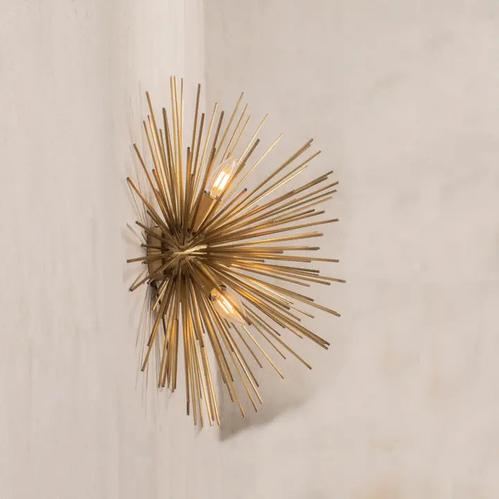Modern Brass Sun Wall Lamp, Art Deco Handmade Design POLISHED NICKEL