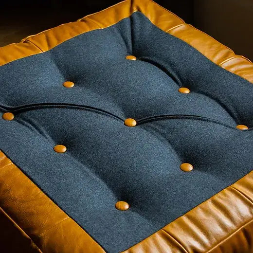 Leather Floor Cushion Pouffe - LARGE 9 BUTTONS
