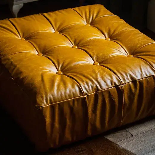 Leather Floor Cushion Pouffe - LARGE 9 BUTTONS