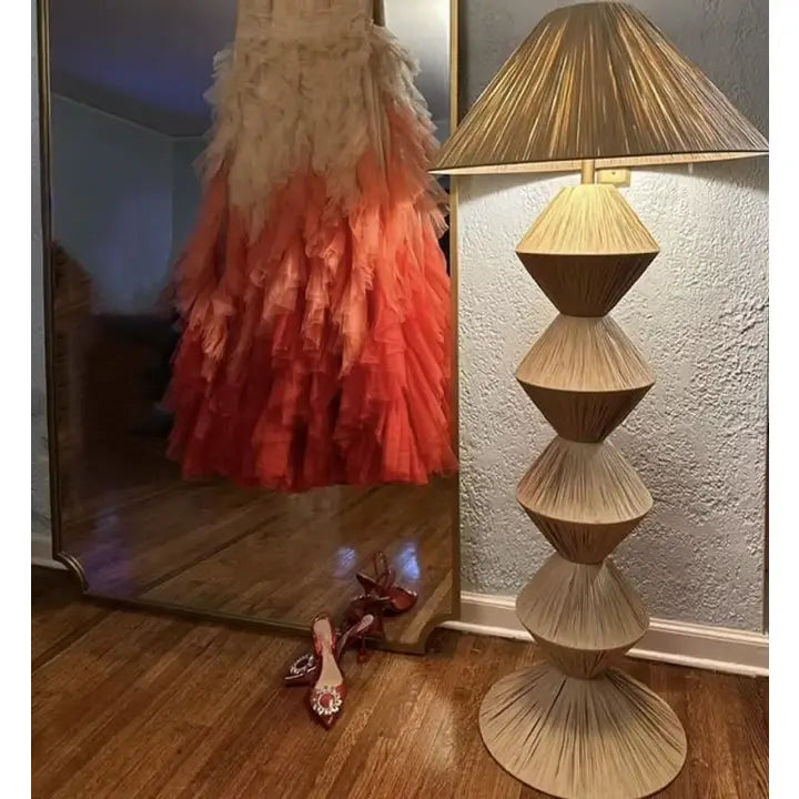 Natural Floor Raffia Lamp, Raffia Lampshade, Table Lampshade