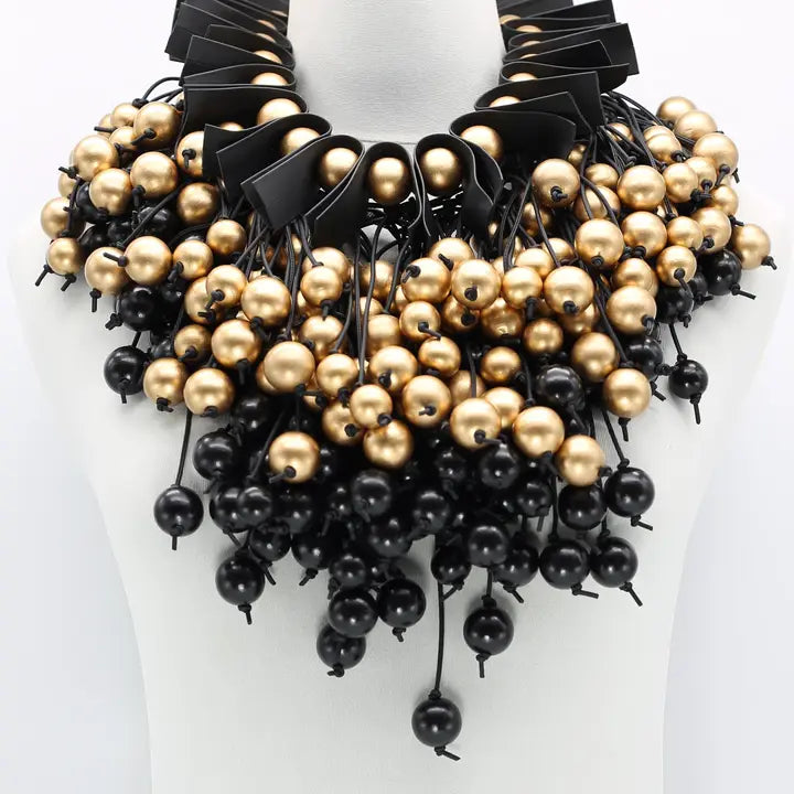 Round Beads Cape Necklace - Horizon and Stone