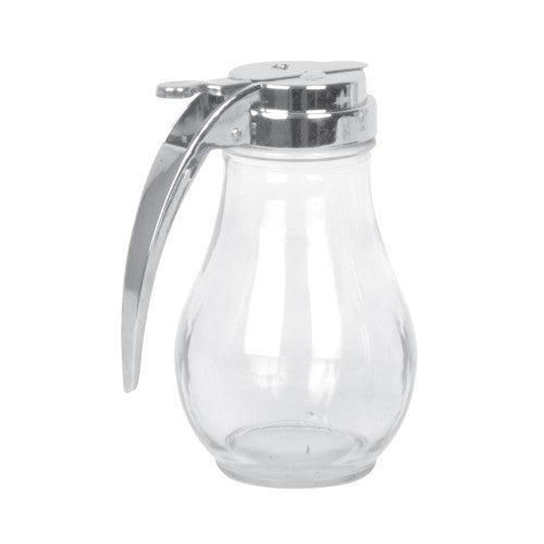 Glass Syrup Dispenser 414ml with Chrome Plated Cast Zinc Alloy Top - Pack Of 12 - Horizon and Stone
