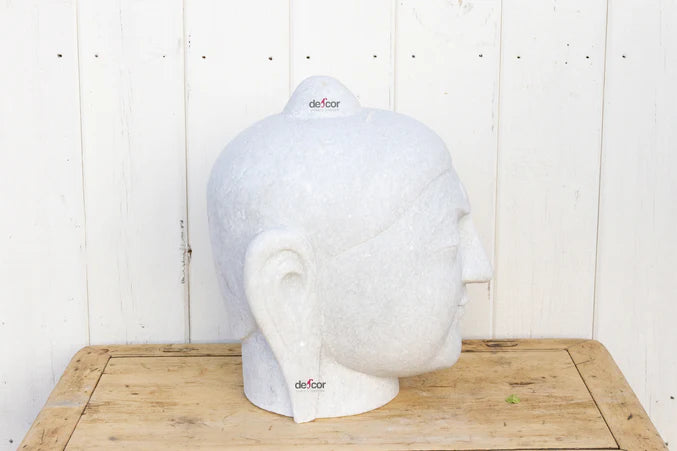 Large Beautifully Carved Marble Buddha Head - Horizon and Stone