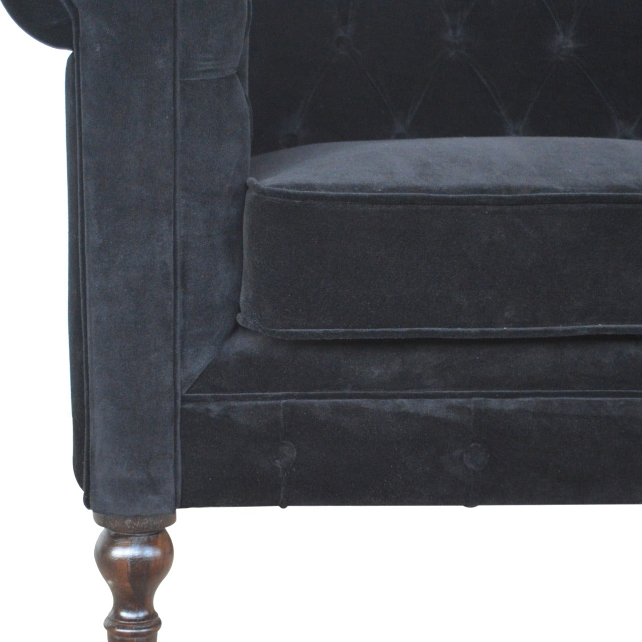Black Velvet Chesterfield Sofa - Horizon and Stone