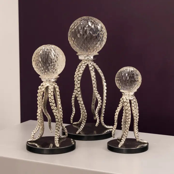 Silver Octopus Triple Top 26X32X38 cm