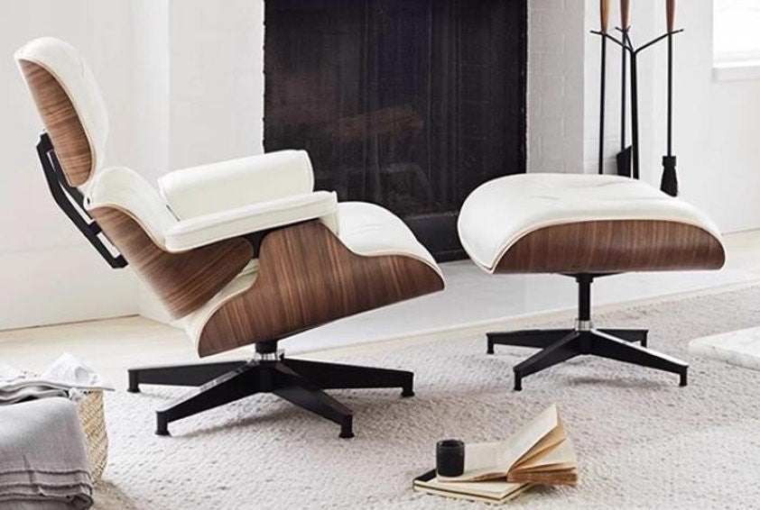 CREAM LEATHER OFFICE CHAIR WITH FOOTSTOOL - Horizon and Stone