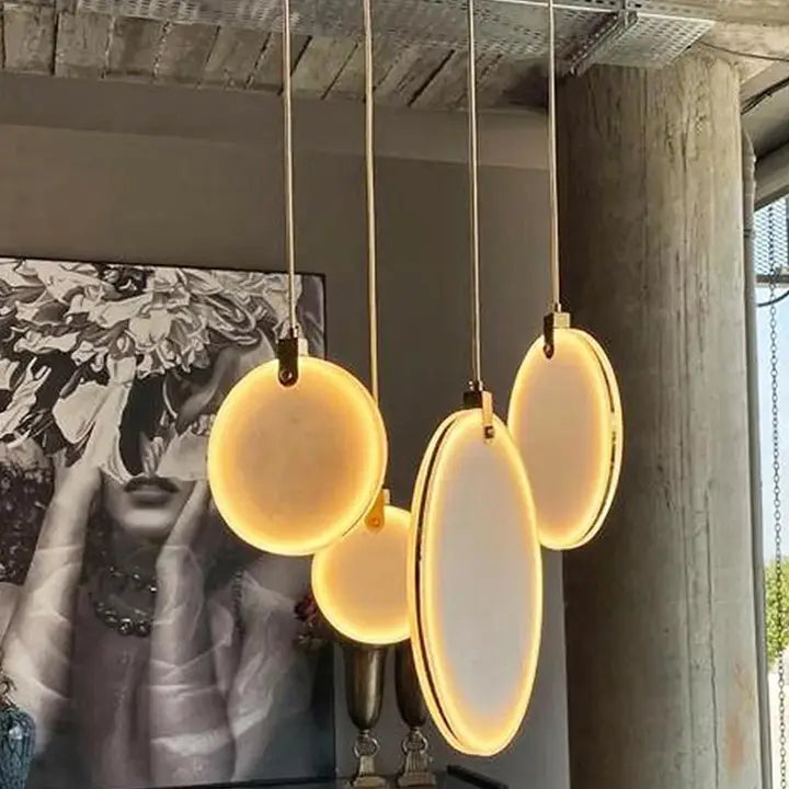 Aspendos Single Antique Marble Led Pendant Light Chandelier 25 cm - Horizon and Stone