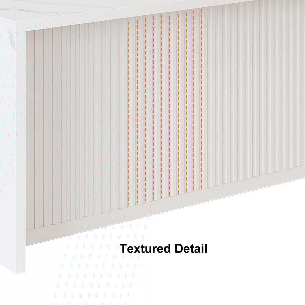 1830mm Large White Kitchen Island with Storage Kitchen Cabinet Marble Veneered Top