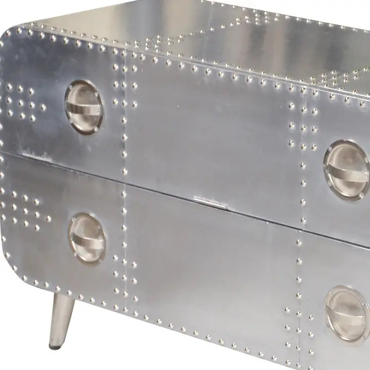 44" Silver Aluminum Enclosed Storage Tv Stand - Horizon and Stone