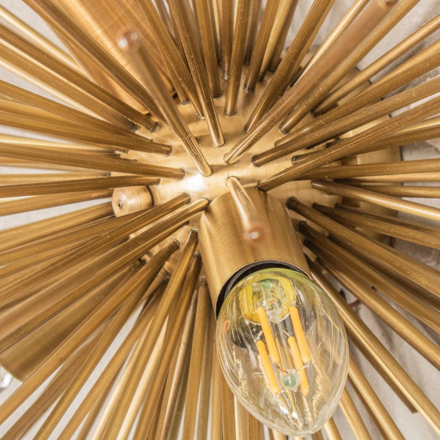 Modern Brass Sun Wall Lamp, Art Deco Handmade Design POLISHED NICKEL