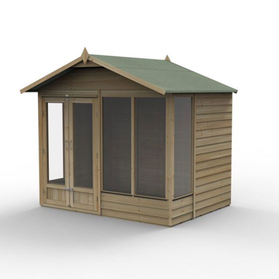 Forest 4LIFE Apex Summerhouse 8x6 - Double Door - 4 Windows - Horizon and Stone