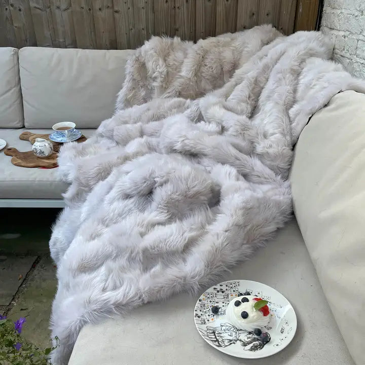 Clotted Cream Shearling Throw 120cm X 220cm - Horizon and Stone 