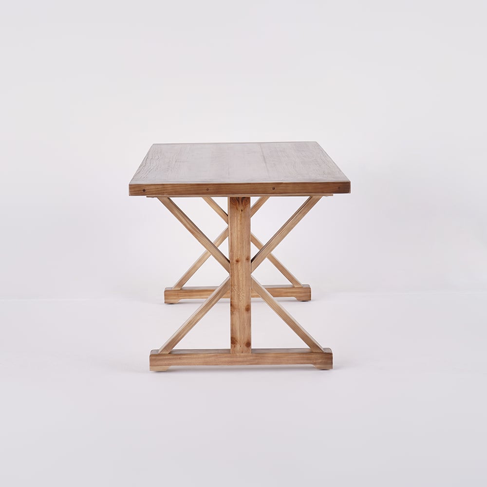 Vintage Style Rectangular Pine wood Farmhouse Desk in Natural (1500mm) - Horizon and Stone 