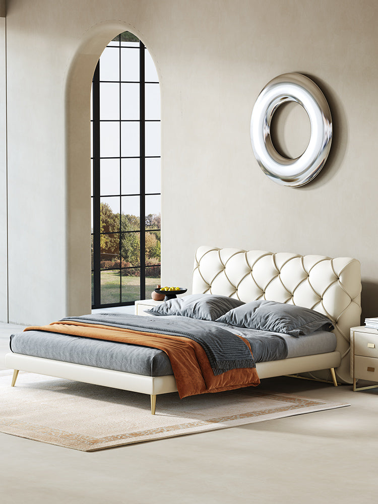 Baal King Size / Super King Size Bed, Leather, With Beside Table - Horizon and Stone 