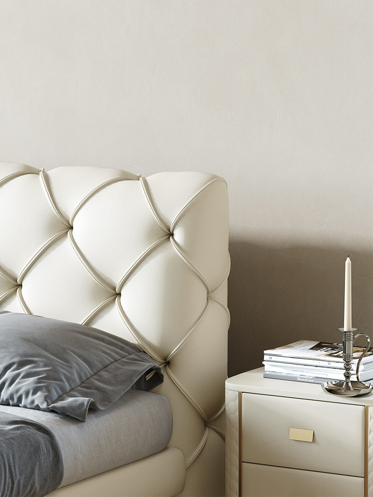 Baal King Size / Super King Size Bed, Leather, With Beside Table - Horizon and Stone 