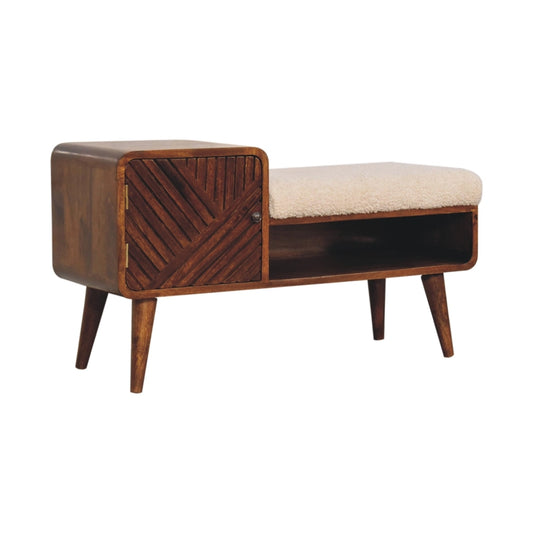 Boucle Carved Chestnut Telephone Table - Horizon and Stone 