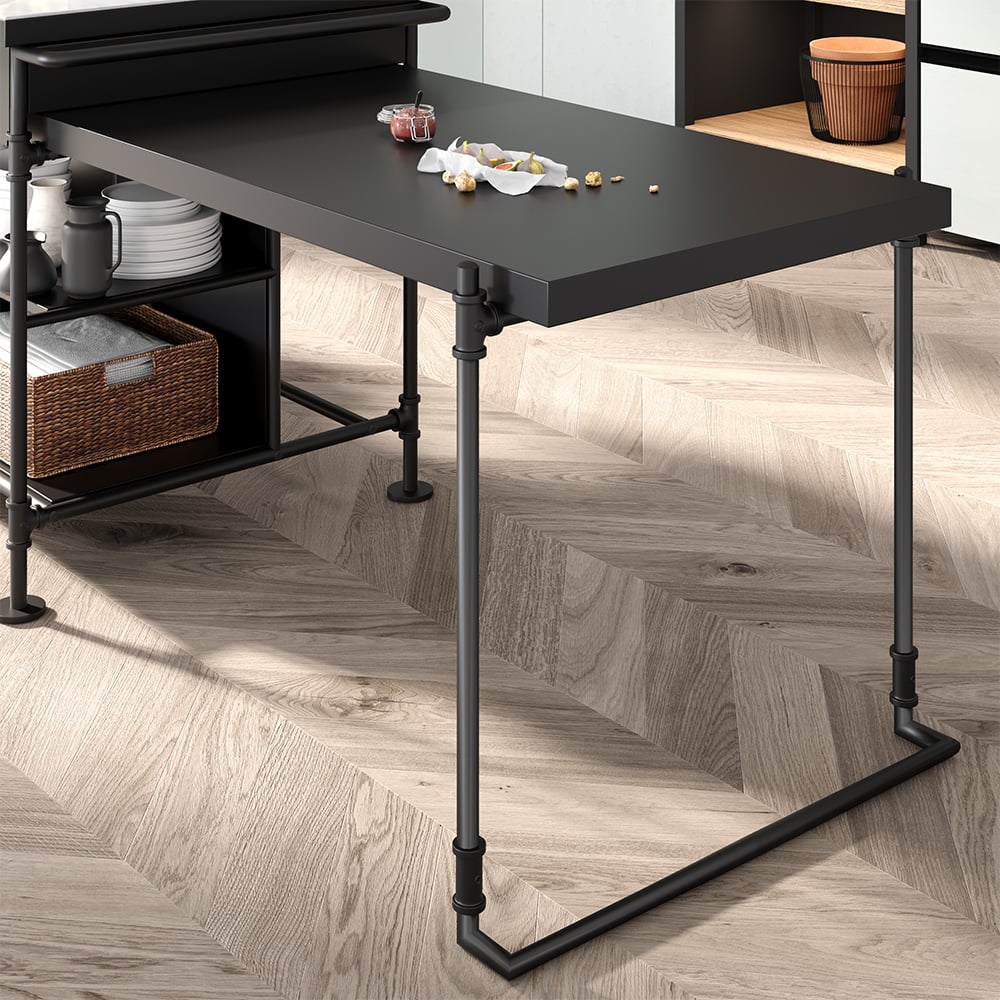 1525mm Kitchen Islands Extendable Faux Marble Top Industrial with 3-Drawer - Horizon and Stone 