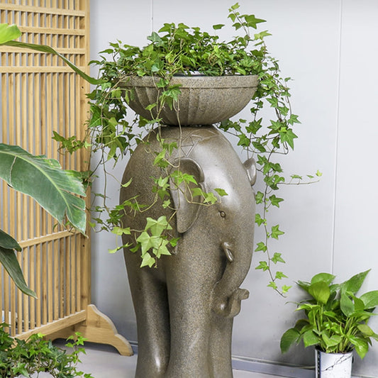 660mm Outdoor Elephant Sculpture Resin Garden Statue Planter Bird Bath Figurine in Green - MIN ORDER 2 - Horizon and Stone 