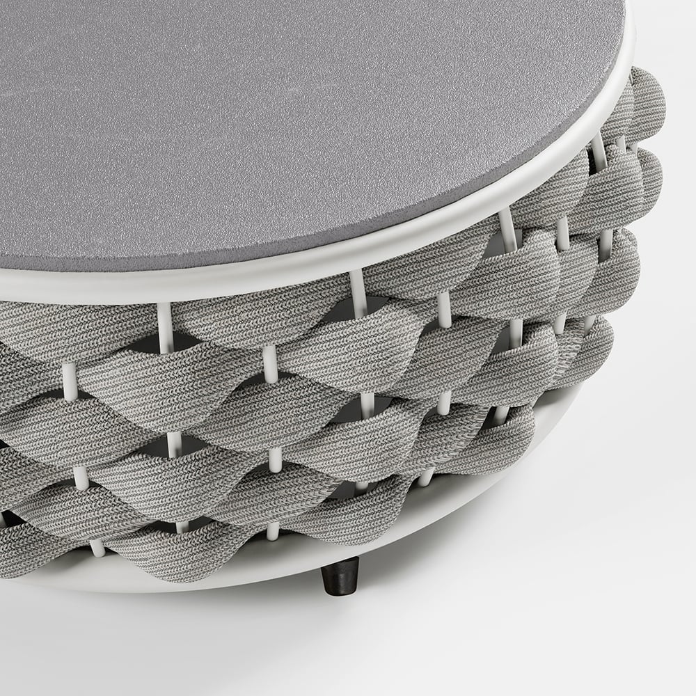 Tatta 4-Person Woven Rope Garden Sofa Set with Faux Mable Top Coffee Table - Horizon and Stone 