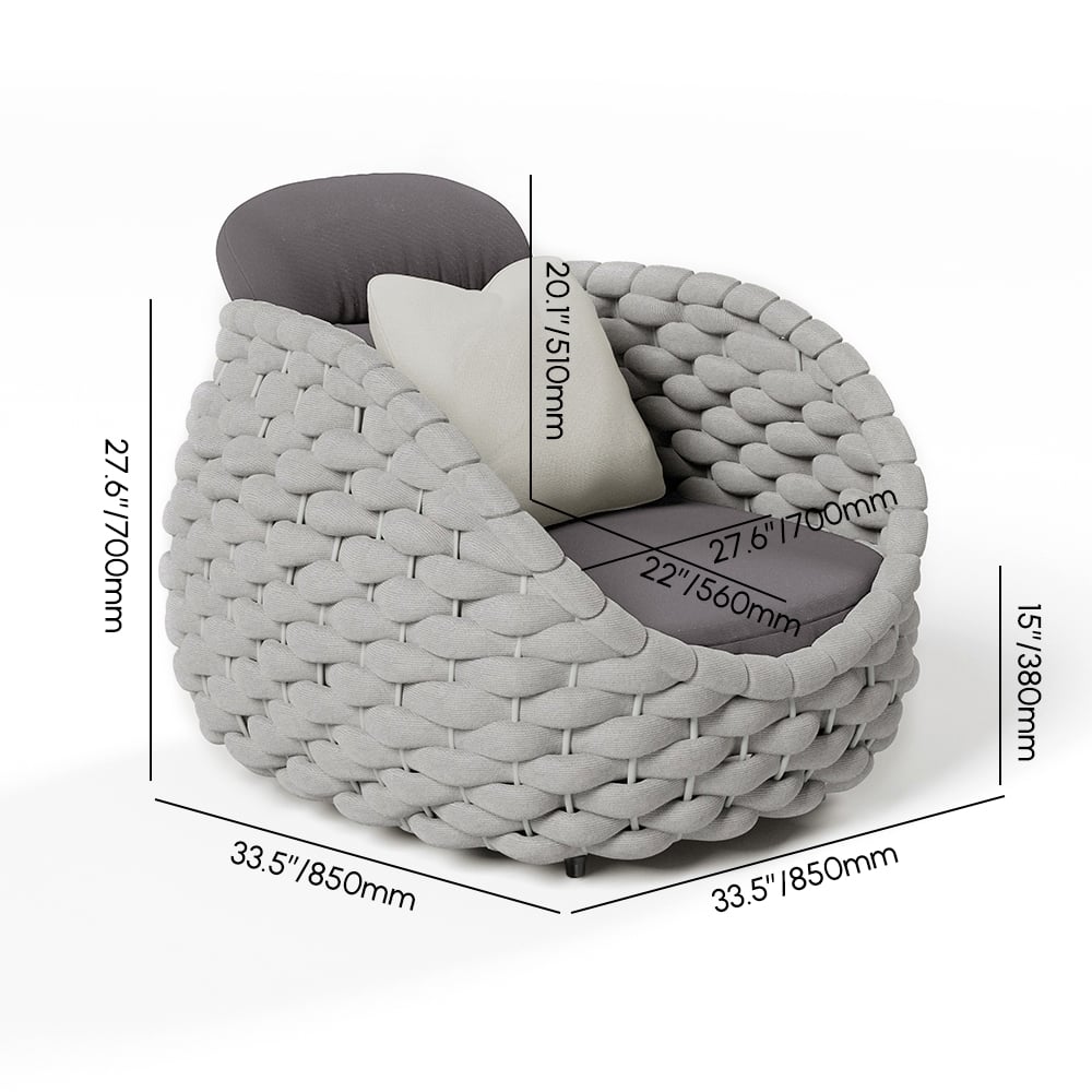 Tatta 4-Person Woven Rope Garden Sofa Set with Faux Mable Top Coffee Table - Horizon and Stone 