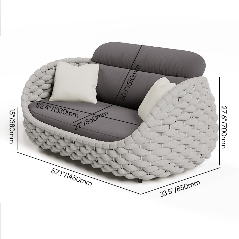 Tatta 4-Person Woven Rope Garden Sofa Set with Faux Mable Top Coffee Table - Horizon and Stone 