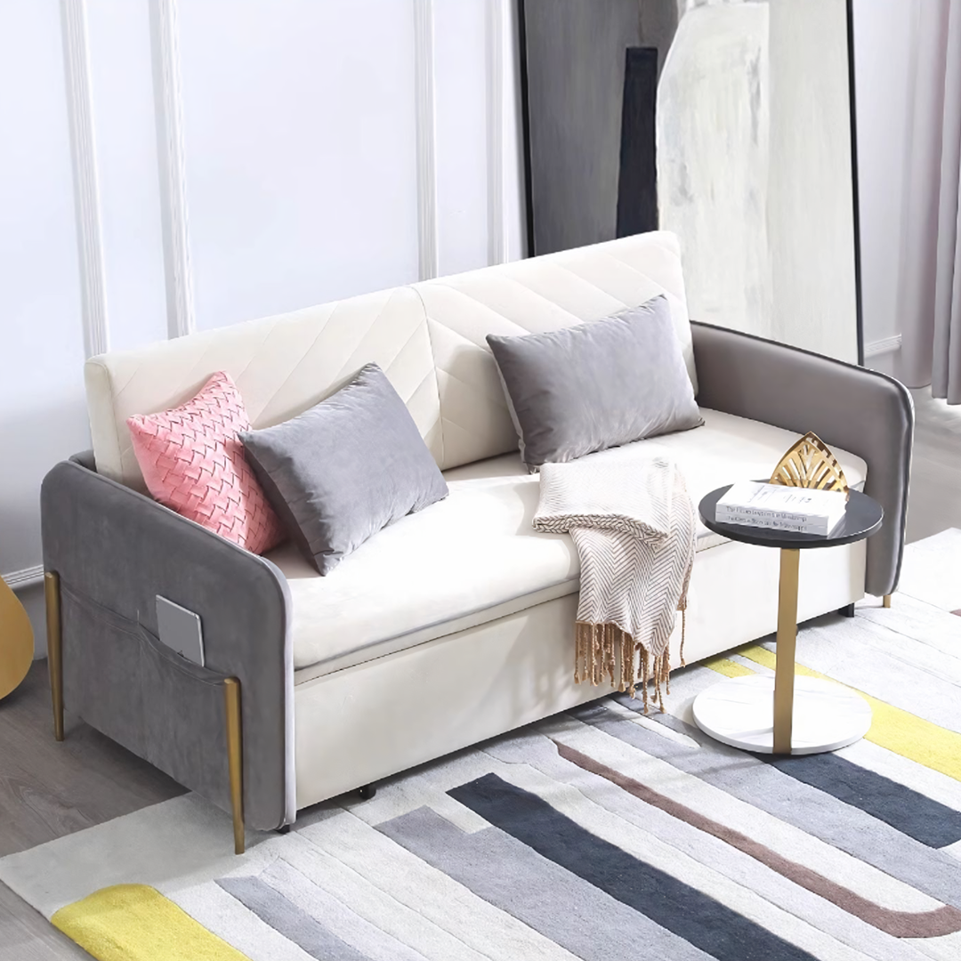 Aarav Foldable Sofa Bed, Leathaire - Horizon and Stone 