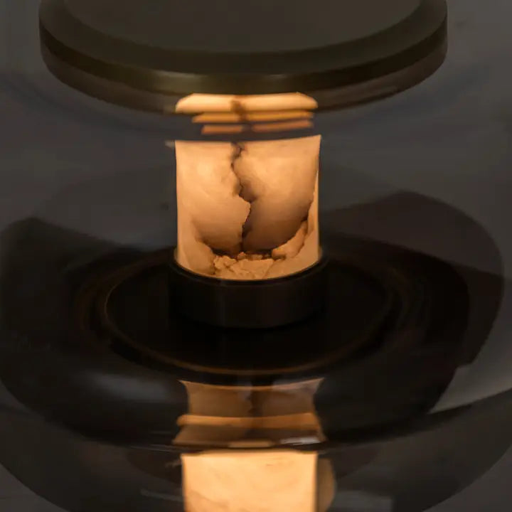 Seoul Four Smoked Glass Antique Marble Floor Lamp | Modern Decorative Lighting For Homes & Hotels - Horizon and Stone 