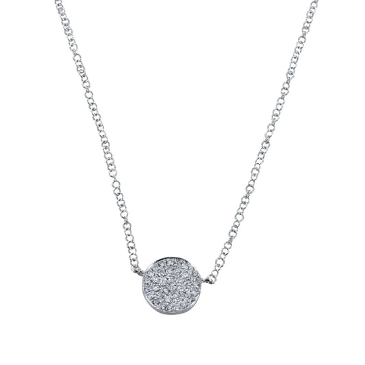 14ct Solid White Gold Diamond Disc Necklace - Horizon and Stone 