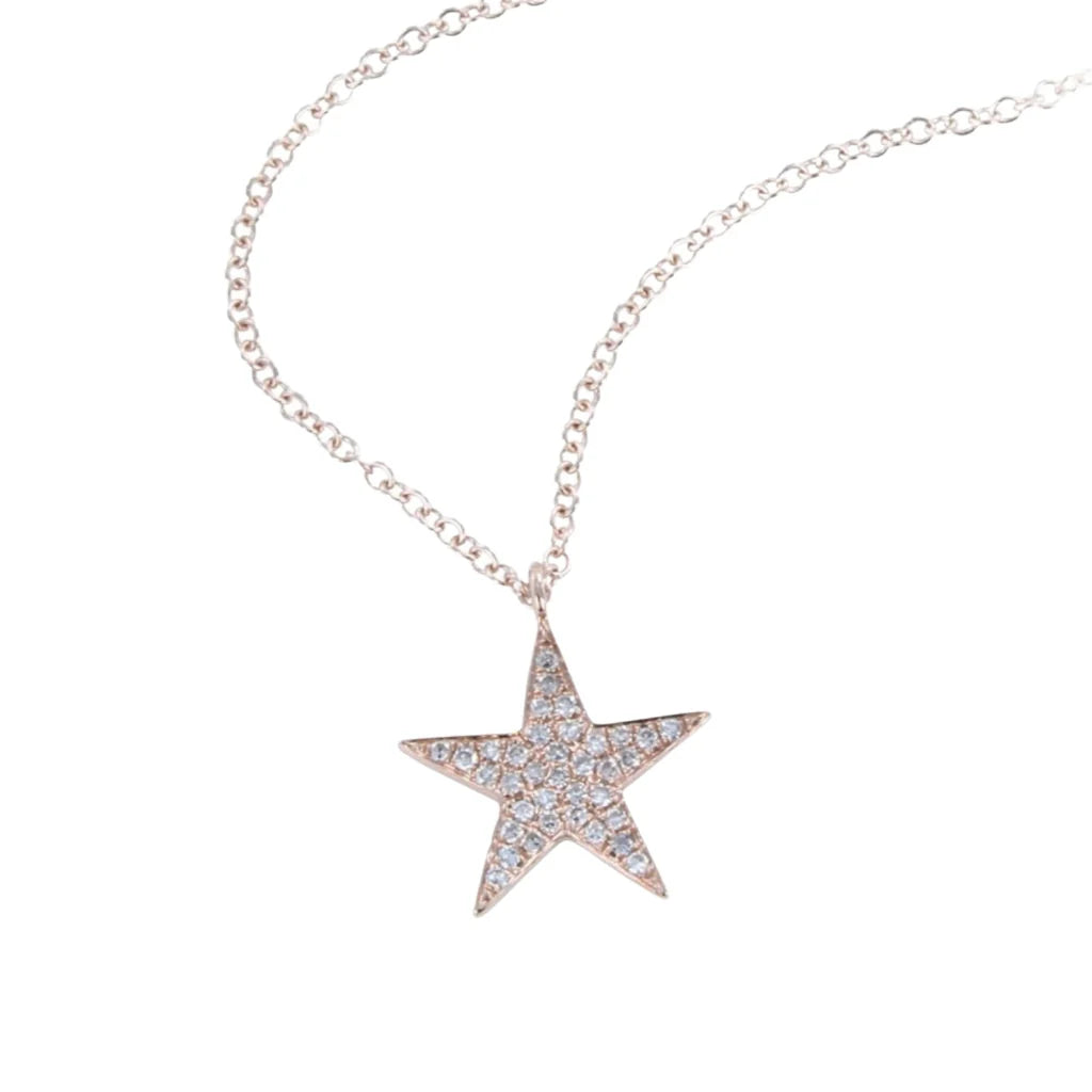 14K Solid Gold and Diamond Star Necklace - Horizon and Stone 