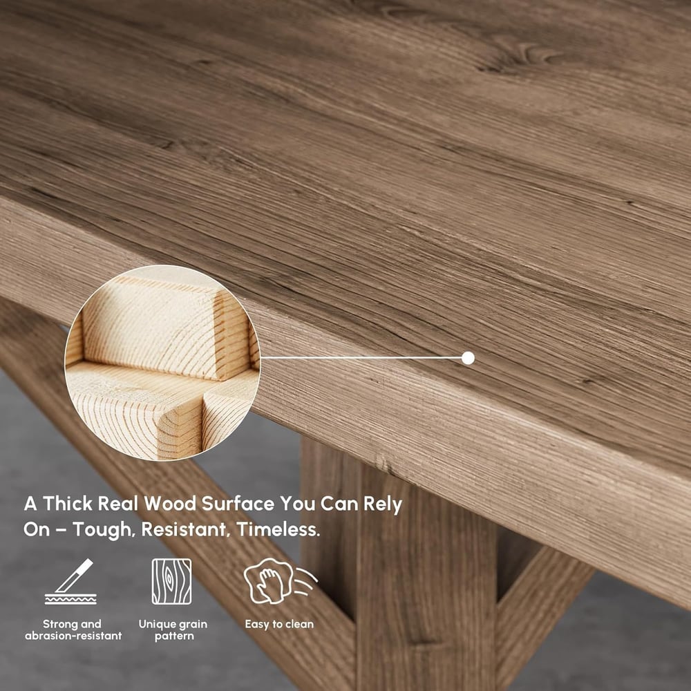 Vintage Style Rectangular Pine wood Farmhouse Desk in Natural (1500mm) - Horizon and Stone 