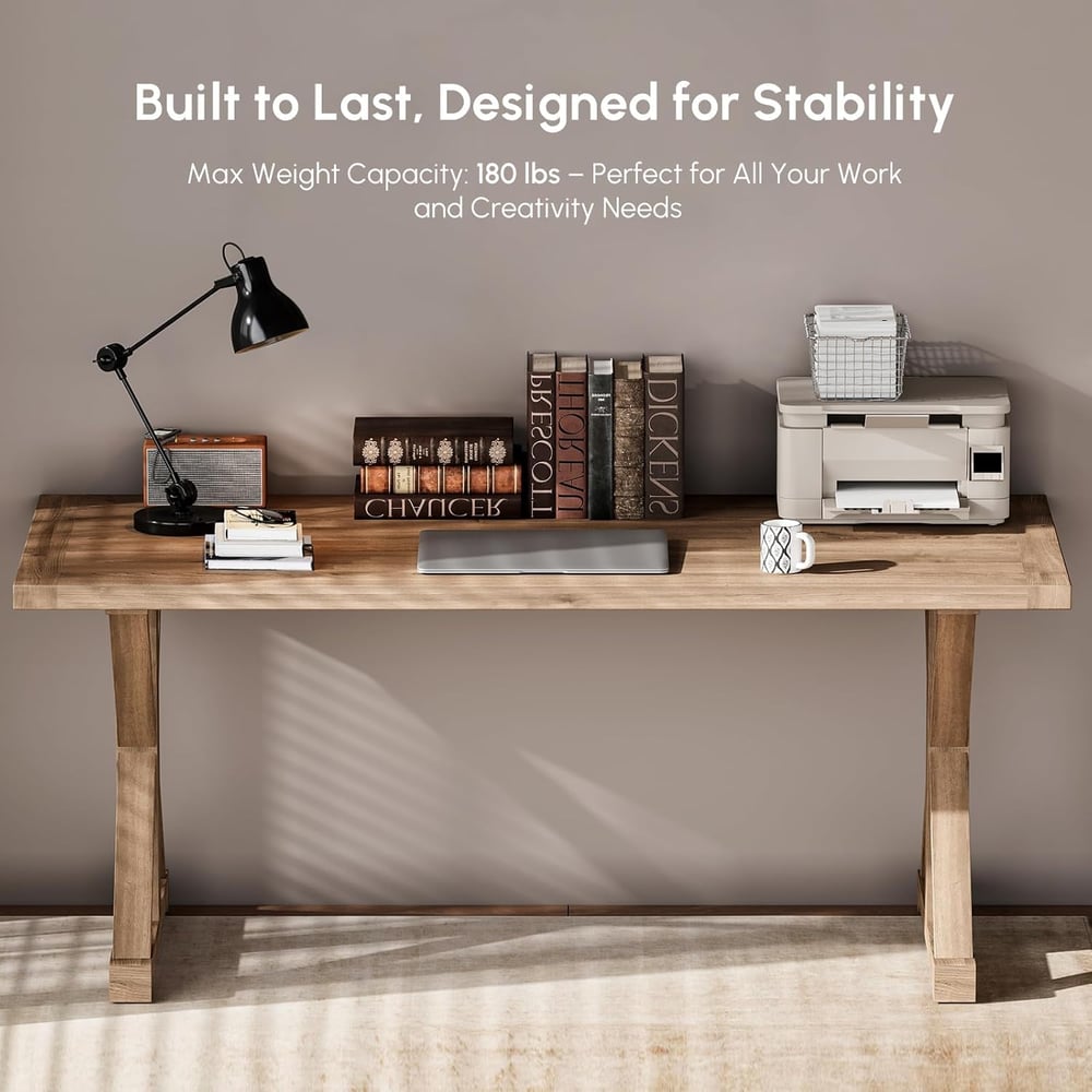 Vintage Style Rectangular Pine wood Farmhouse Desk in Natural (1500mm) - Horizon and Stone 