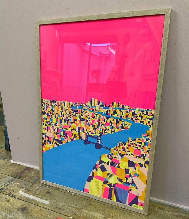'thames Hot Pink' Screen Print - Horizon and Stone 