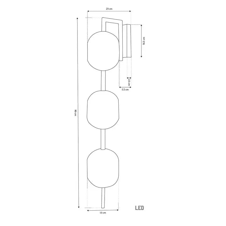 Sofia Triple Acrylic Antique Wall Sconce 90 cm