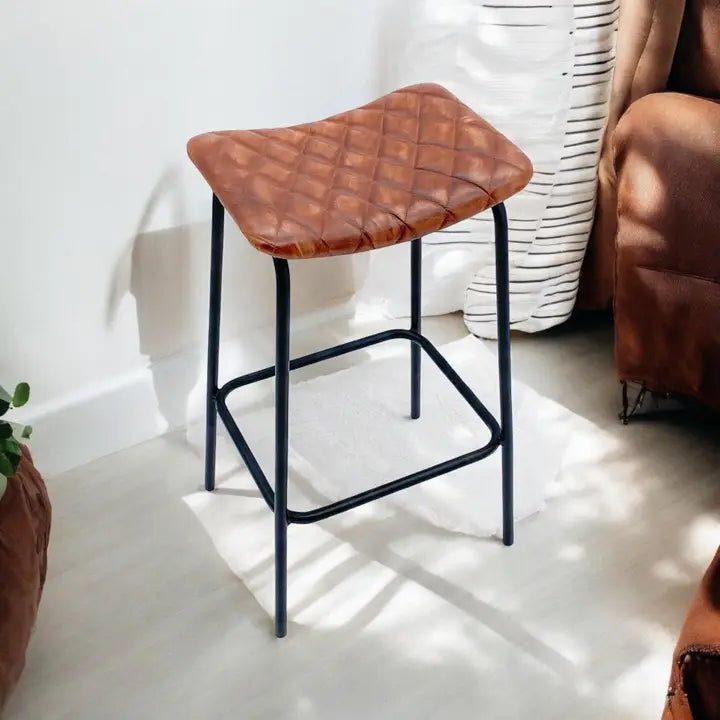 78cm Leather Stool - Horizon and Stone 