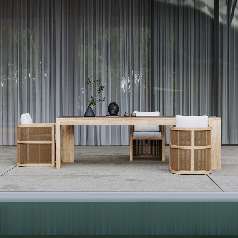 Eliza Rttan Outdoor Dining Table, Outdoor Furniture - Horizon and Stone 