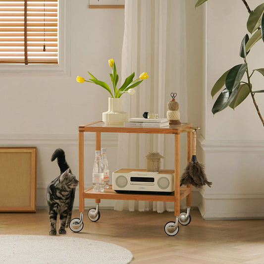 Burzo 2-tier Trolley on Wheels, Kitchen Storage Utility Cart, Wood - Horizon and Stone 