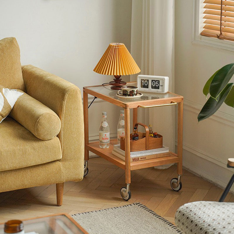 Burzo 2-tier Trolley on Wheels, Kitchen Storage Utility Cart, Wood - Horizon and Stone 