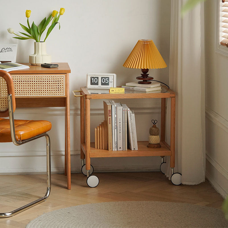 Burzo 2-tier Trolley on Wheels, Kitchen Storage Utility Cart, Wood - Horizon and Stone 