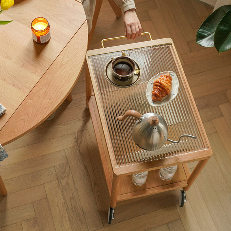 Burzo 2-tier Trolley on Wheels, Kitchen Storage Utility Cart, Wood - Horizon and Stone 