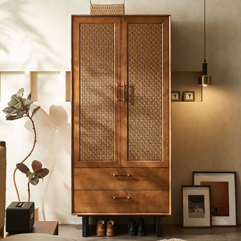 Kaylee Rattan Wardrobe, Solid Wood - Horizon and Stone 