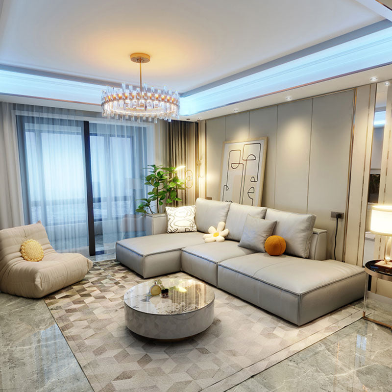 Zora Four Seater Corner Sofa, Real Leather, Beige - Horizon and Stone 