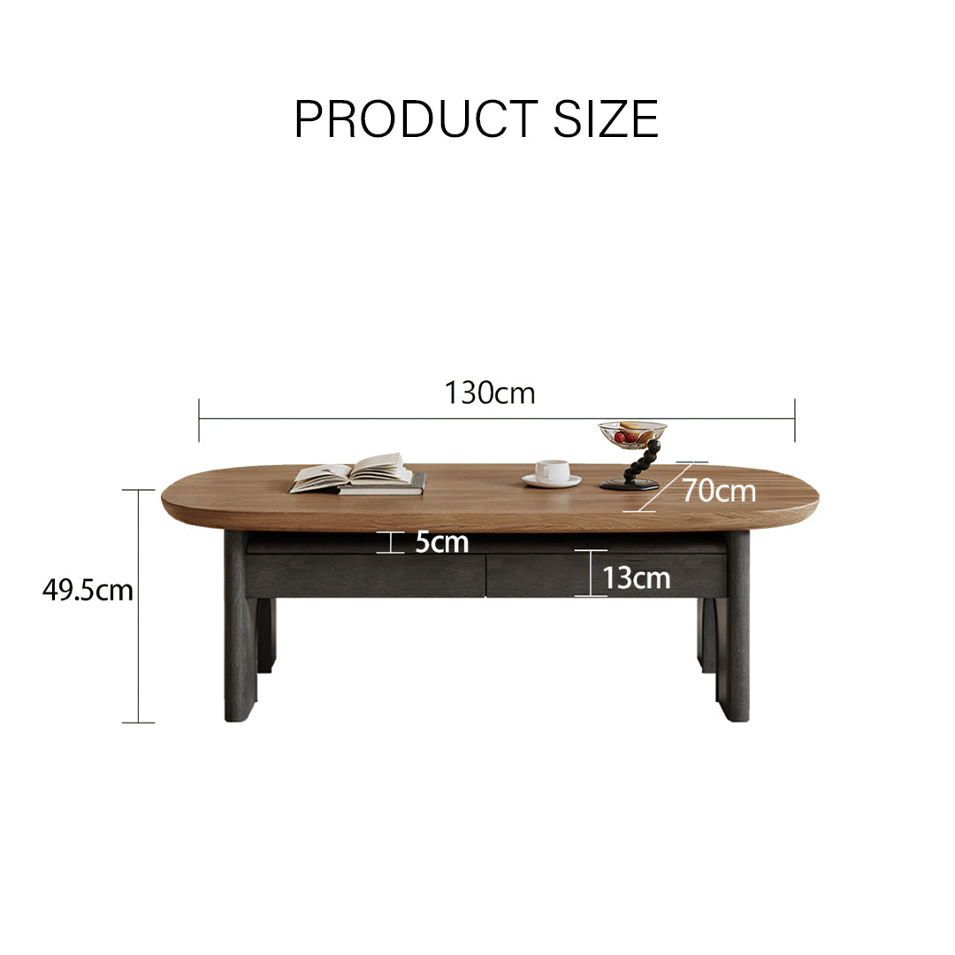 Knight Coffee Table With Storage, Wood, Oval - Horizon and Stone 