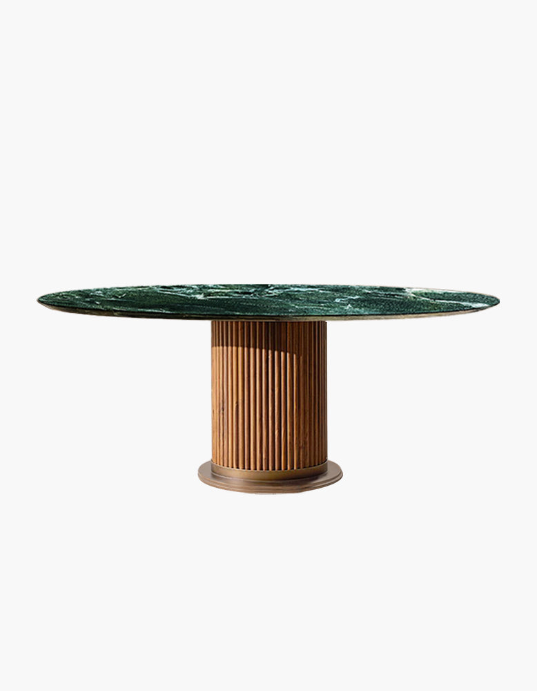 Murcell Oval Dining Table, Lara Green Marble - Horizon and Stone 