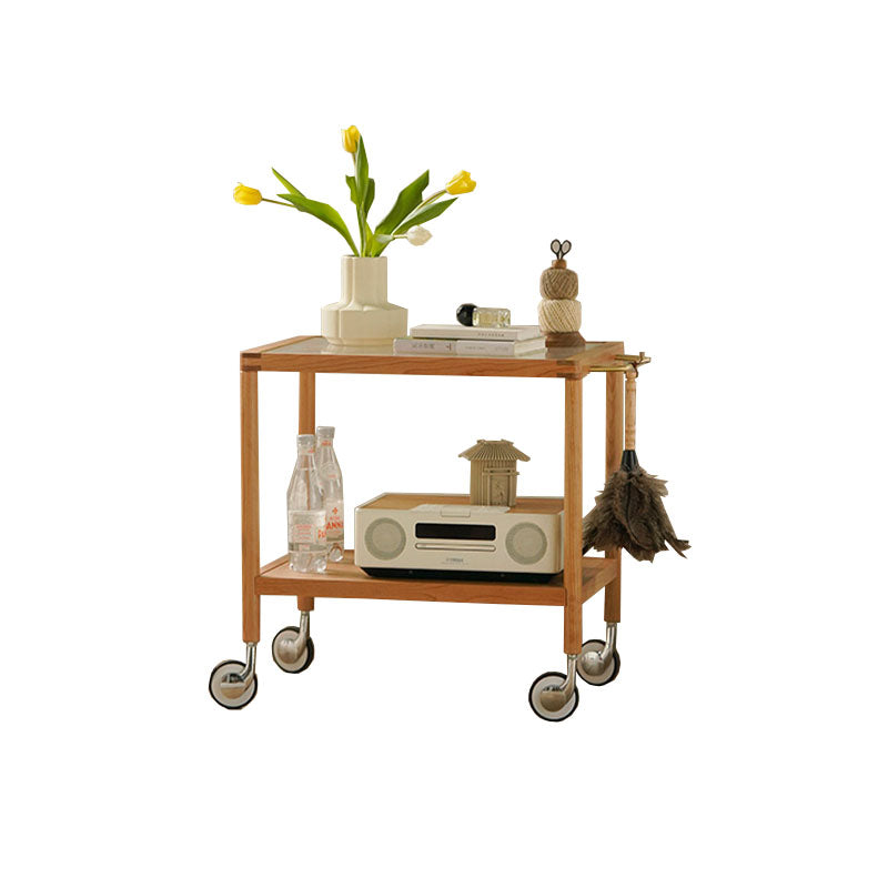 Burzo 2-tier Trolley on Wheels, Kitchen Storage Utility Cart, Wood - Horizon and Stone 