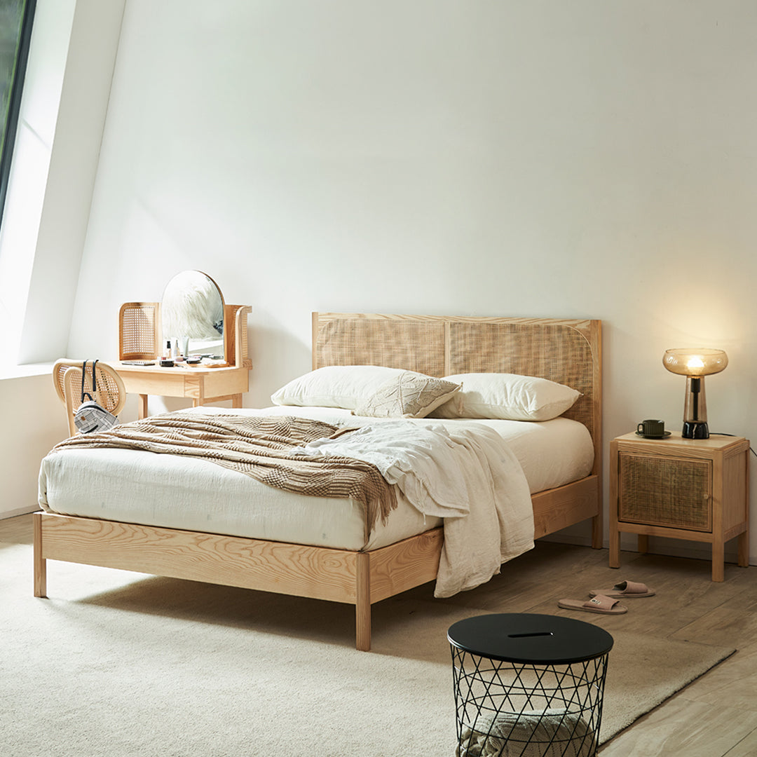 Mason King Size Bed, Superking Size Bed, Rattan & Solid Wood, Oak - Horizon and Stone 