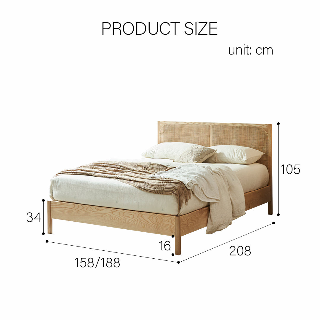 Mason King Size Bed, Superking Size Bed, Rattan & Solid Wood, Oak - Horizon and Stone 