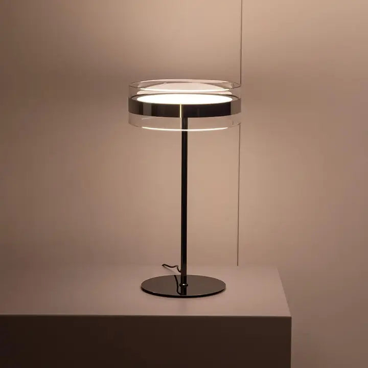 Berlin Platinum Stainless Transparent Glass Table Lamp - Horizon and Stone 