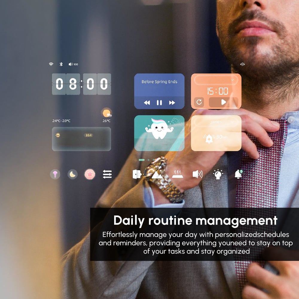 1200mm x 700mm Smart Bathroom Mirror Waterproof Touchscreen with Multi-Function - Horizon and Stone 